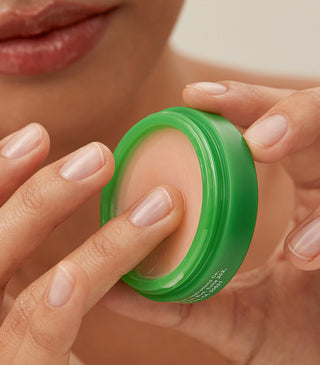 Talitha Koum Lipcure Balm green jar with open balm