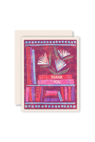 Thank You (Book Flowers) Letterpress Card
