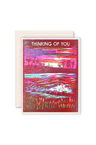 Thinking of You Ocean Sunrise Letterpress Card