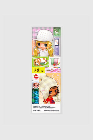 Sticker pack with cartoon characters on a white background