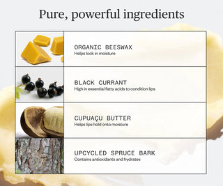 List of pure, powerful ingredients with corresponding images and descriptions on a light background.