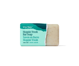 Ursa Major Hoppin' Fresh bar soap with packaging on a white background