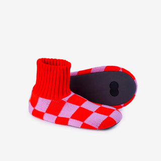 Verloop Checkerboard Sock Slippers Poppy Lilac