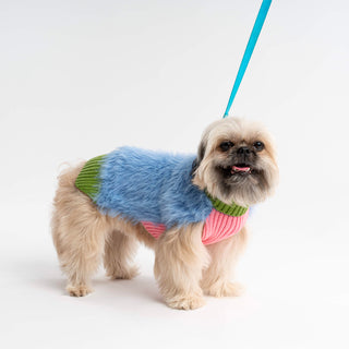 Verloop Faux Fur Dog Sweater Periwinkle