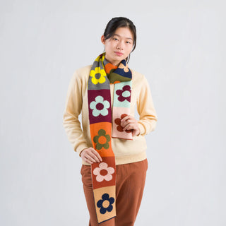 Verloop Flower Block Skinny Scarf Multi Desert