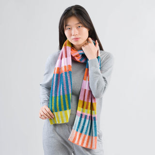 Verloop Mosaic Stripe Scarf Rust Lilac