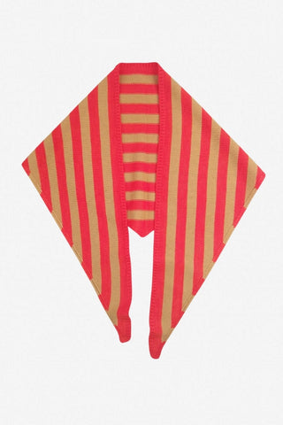 Red and beige striped scarf on a white background