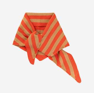 Striped orange and beige scarf on a white background