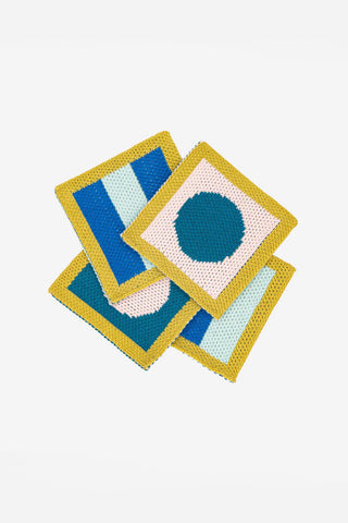 Verloop Stripe Dot Coaster Set Cobalt