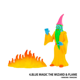 Colorful figurine of a wizard with a flame on a white background