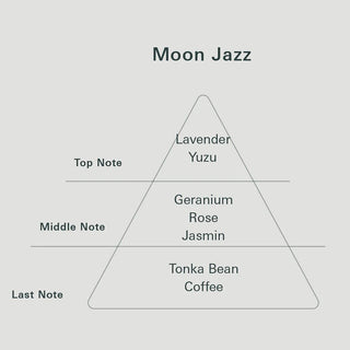 Triangular diagram labeled 'Moon Jazz' with notes on a light gray background