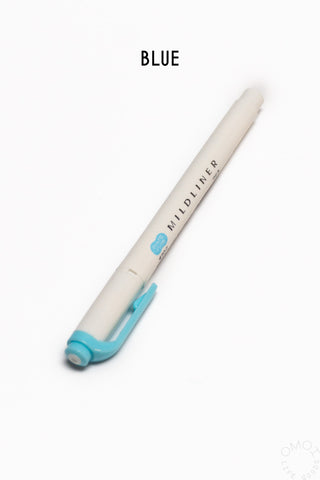 White highlighter with blue accents on a white background