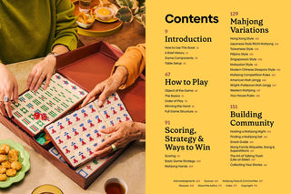 Contents of the Mahjong book including How to play, mahjong variations