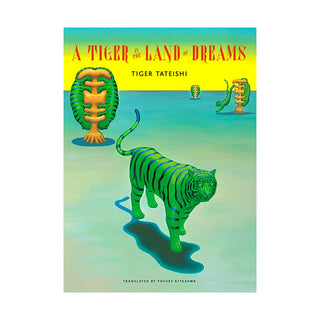 Book cover of 'A Tiger in the Land of Dreams' with a green tiger and colorful background