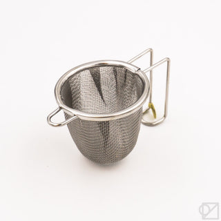 Metal mesh tea infuser on a white background