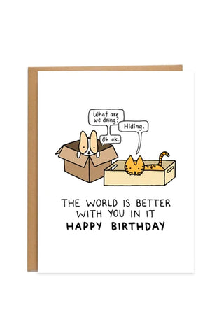 Hiding In Boxes Birthday Card