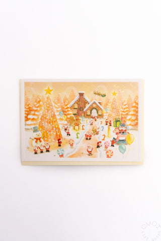 Snowy Village Santas Holiday Card