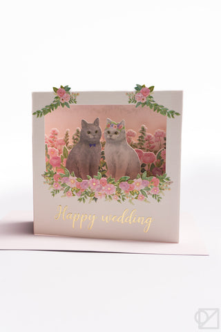 Happy Wedding Cats Pop-Up Card