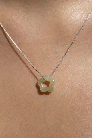 Gunli Jade Flower Sterling Silver Necklace