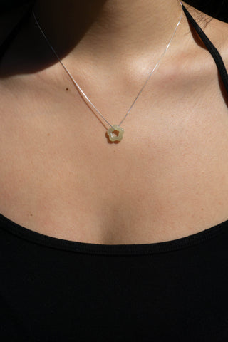 Gunli Jade Flower Sterling Silver Necklace