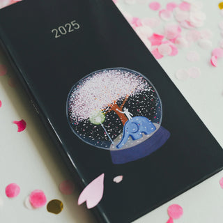 Hobonichi Techo 2025 WEEKS Hiroko Kubota Planner Night Cherry Blossom Snow Globe