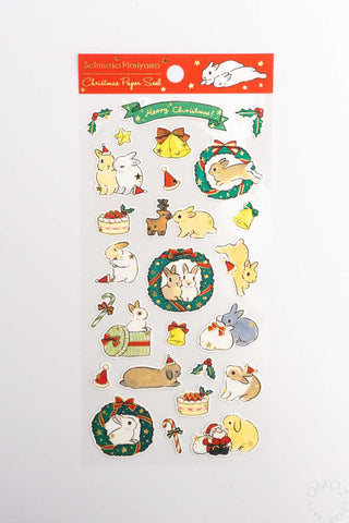 Rabbit Christmas Wreath Stickers