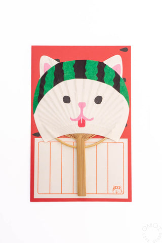 Uchiwa Watermelon Cat Greeting Card