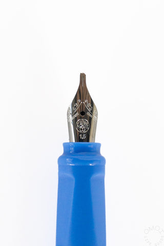 close up of a 1.5 mm kaweco fountain pen nib on a white background