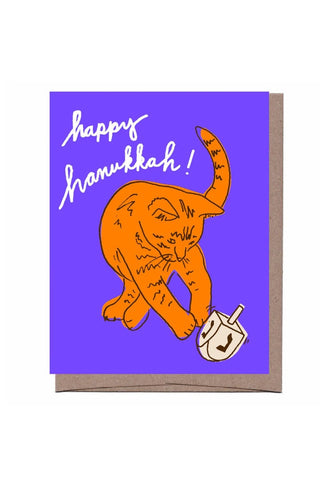 Dreidel Cat Hanukkah Card