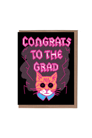 Heavy Metal Cat Graduation Card