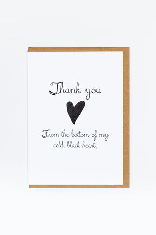 Black Heart Thanks Greeting Card