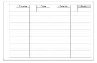 Thursday to Sunday blank planner layout