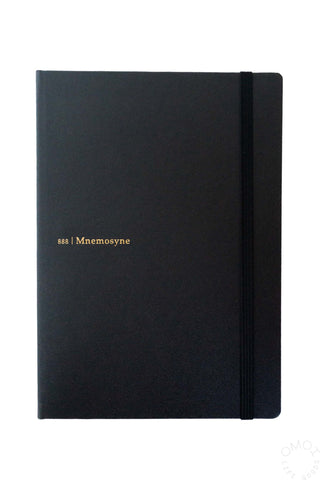mnemosyne A5 hardcover notebook in black on a white background