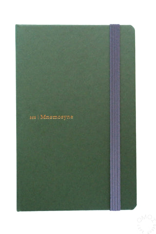 mnemosyne A6 hardcover notebook in dark green on a white background