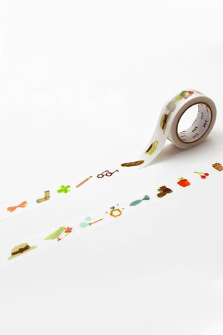 Decorative tape with colorful designs on a white background