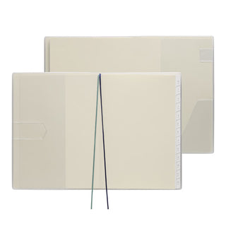 Two planner interiors to show design. Features pen loop, ribbon bookmarks, monthly tabs, and corner pocket for small items.