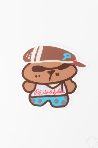 Brown bear sticker with brown hat on a white background