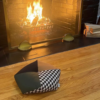 Peace Cabin WINGSPREAD Cushion Olive & Black Checkerboard