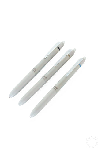 Erasable gel pen set with three pens, white barrel and fine point