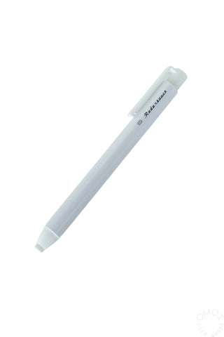 White mechanical eraser pen with retractable eraser tip