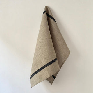 Fog Linen Work Thick Kitchen Cloth Set Natural with Navy Stripe