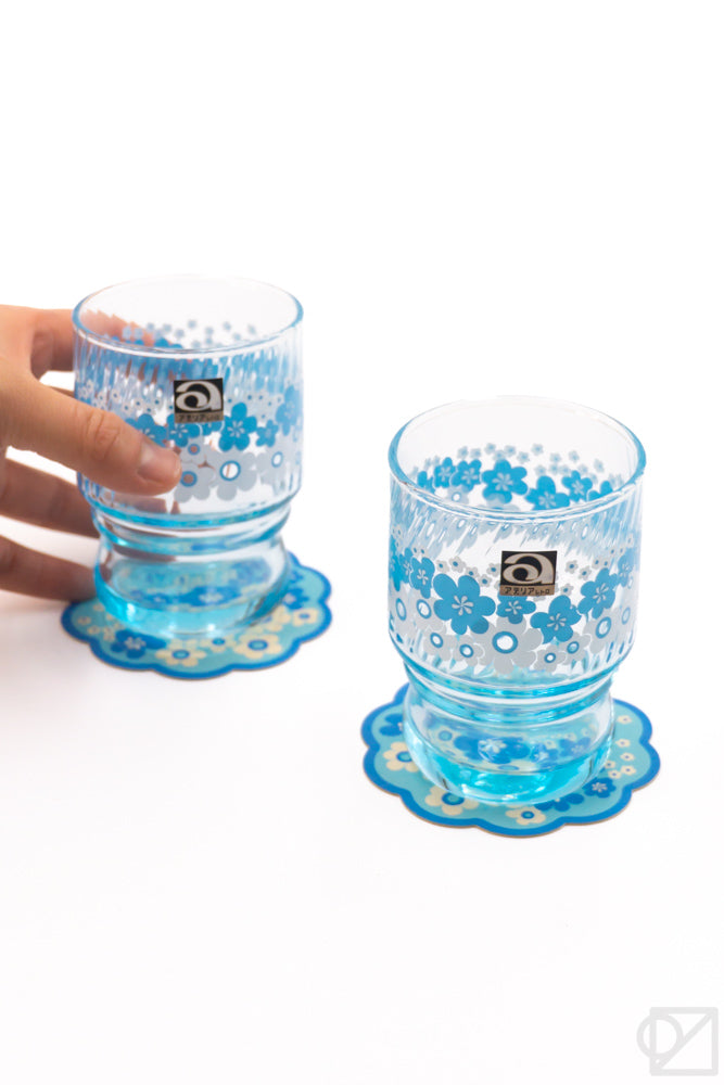 french aqua stemmed water glasses (4)