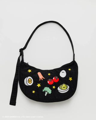 BAGGU x Sanrio Nylon Crescent Bag Medium Embroidered Gudetama