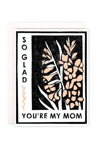 Gladiolas For Mom Indigo Letterpress Card