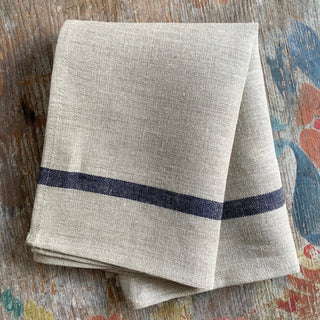 Fog Linen Work Thick Kitchen Cloth Set Natural with Navy Stripe