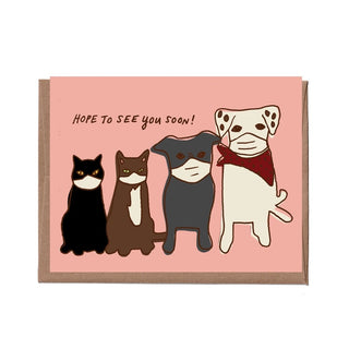 Pets in Masks Card