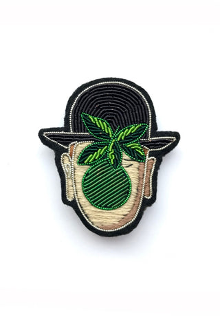 Macon & Lesquoy Hand Embroidered Pin Magritte Face
