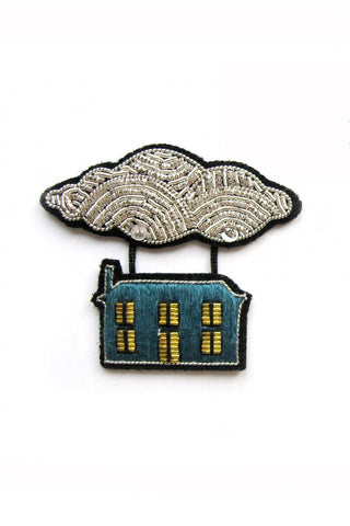 Macon & Lesquoy Hand Embroidered Pin Magritte House