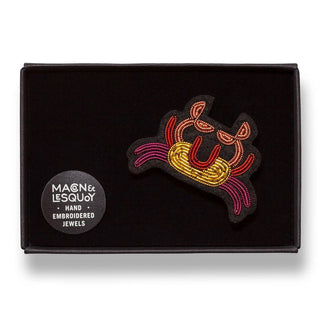 Macon & Lesquoy Hand Embroidered Pin Crab