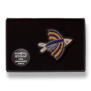 Macon & Lesquoy Hand Embroidered Pin Little Flying Fish
